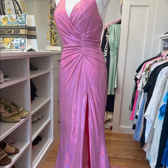 Portia and Scarlett Shimmering Pink Backless Dress - Picture 4 of 4